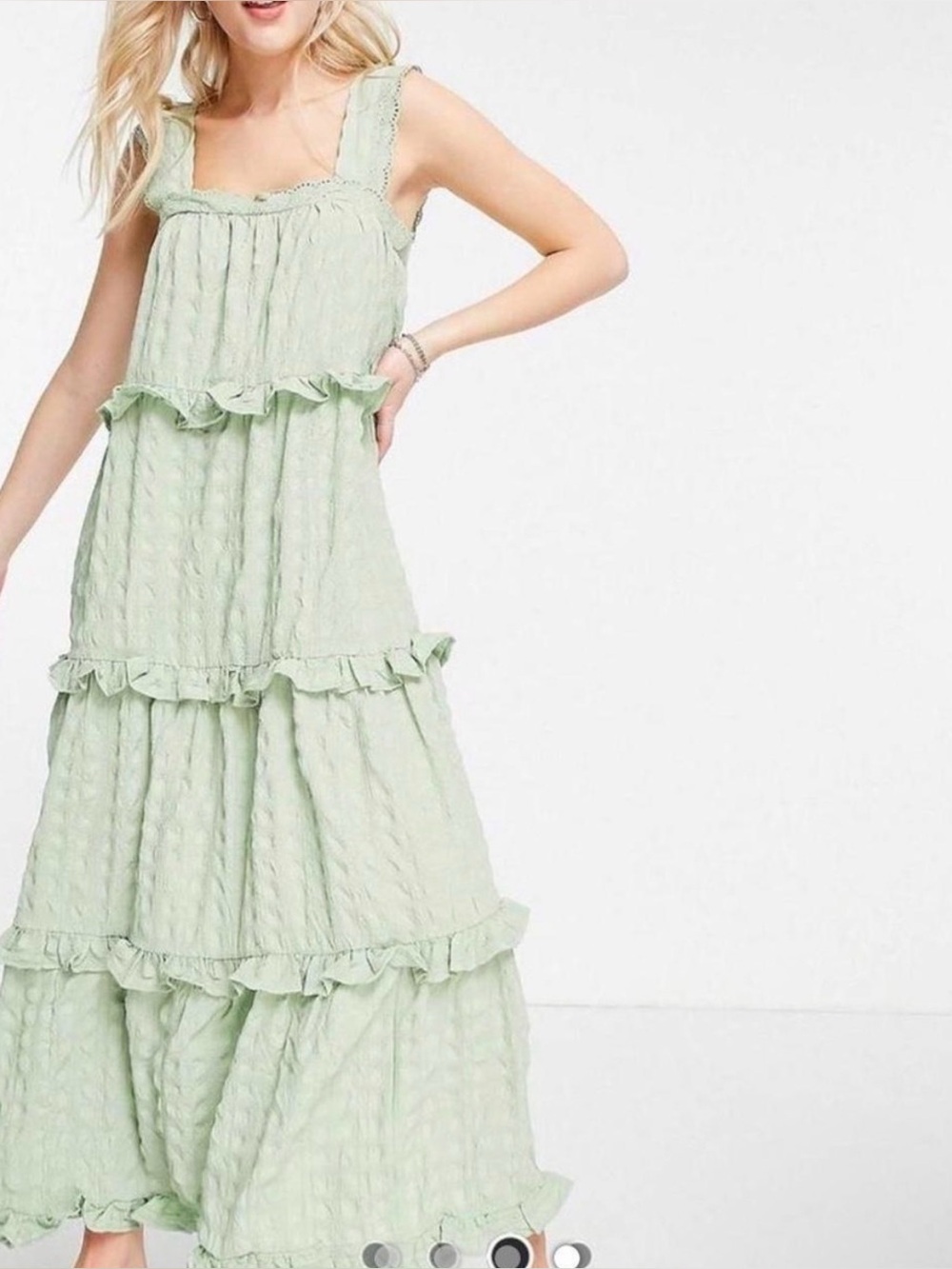 ASOS Pale Mint Ruffle Tiered Maxi Dress